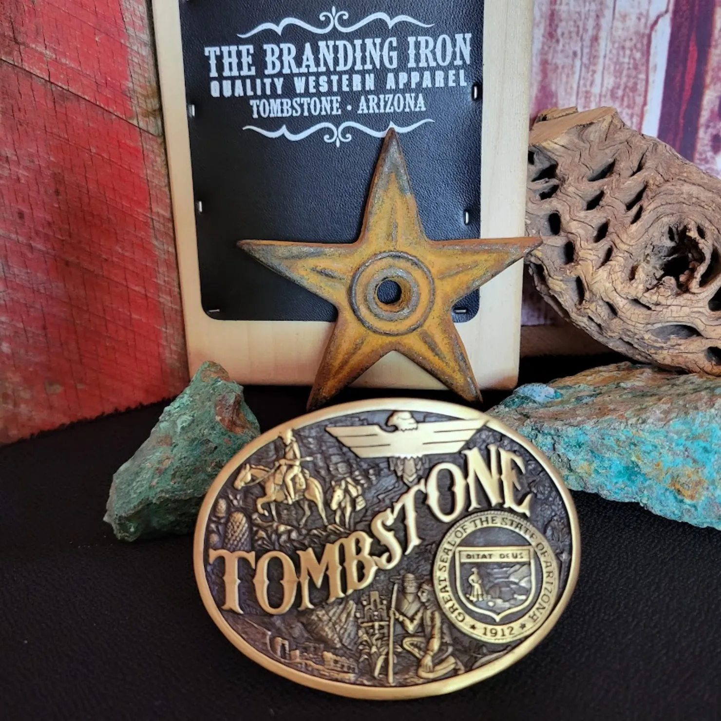 Brass Belt Buckle "Tombstone" by Montana Silversmiths  61176TOMC
