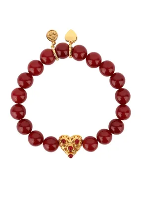 BuDhaGirl Corazon Beaded Bracelet Ruby