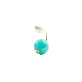 Bumble Bee Earring - Diamond and Pearl With Amazonite