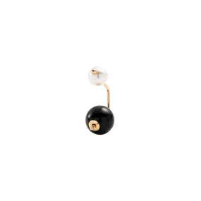 Bumble Bee Earring - Pearl & Onyx