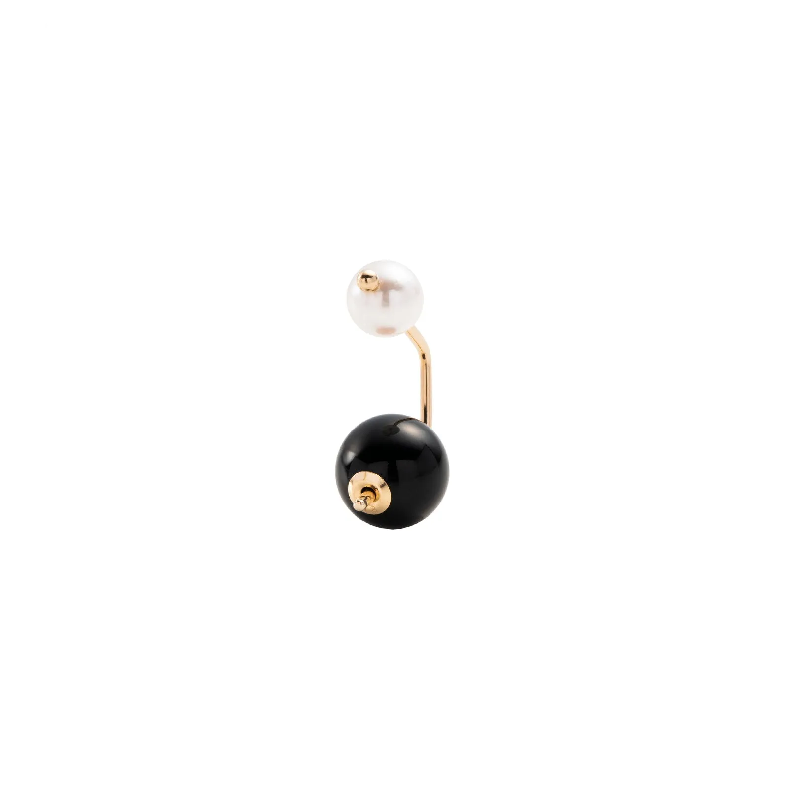 Bumble Bee Earring - Pearl & Onyx