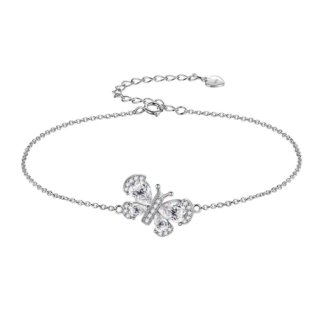 Butterfly Bracelet Birthstone April Diamond Crystal Women Girls Jewelry Birthday Gift