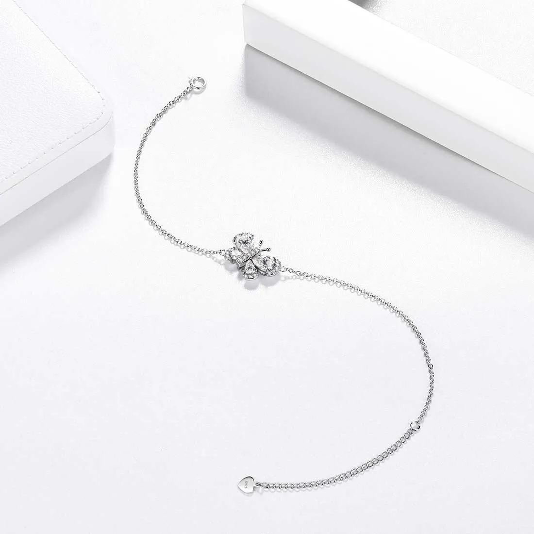 Butterfly Bracelet Birthstone April Diamond Crystal Women Girls Jewelry Birthday Gift