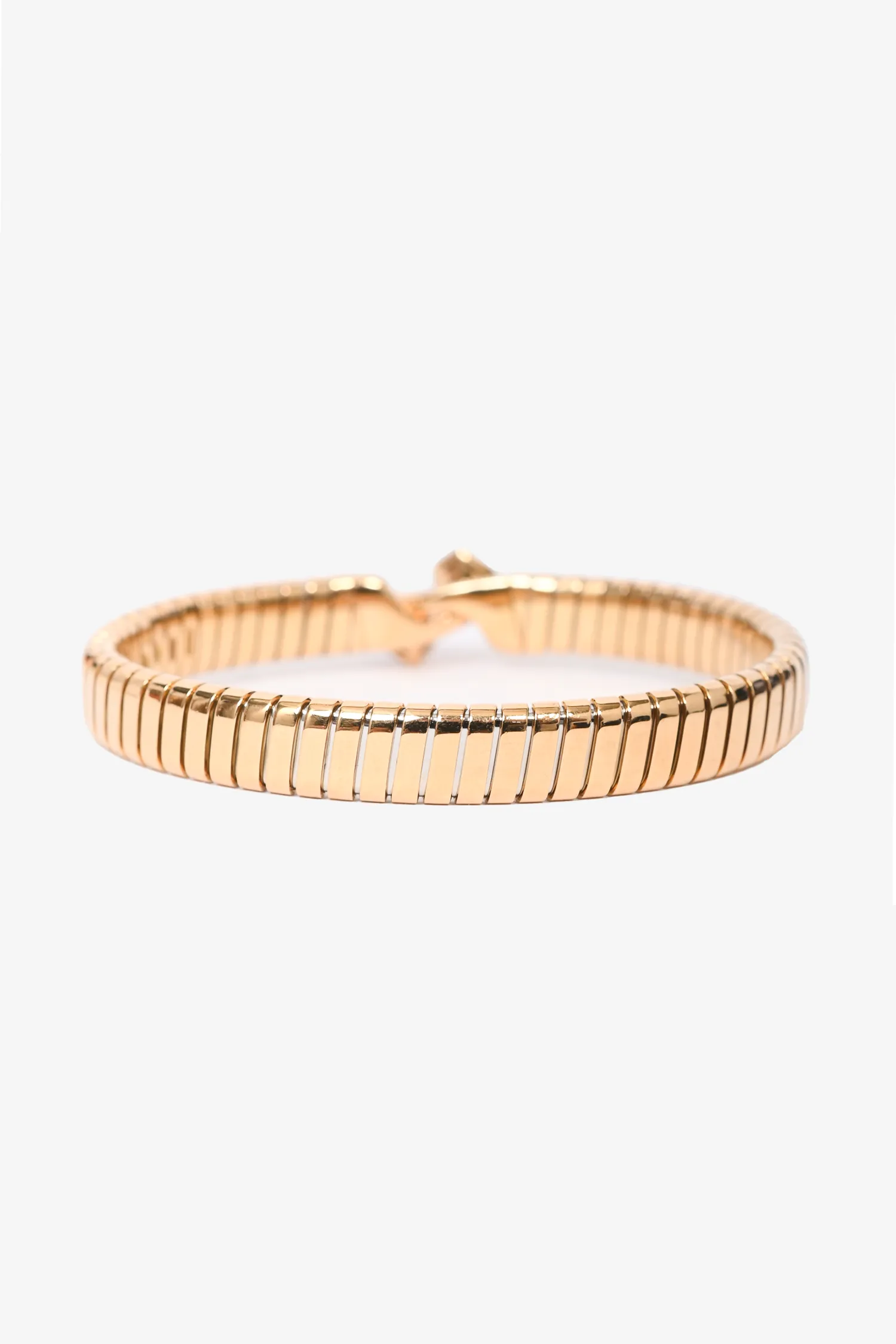 Bvlgari 18K Yellow Gold Double Heart Peridot Tourmaline Bangle