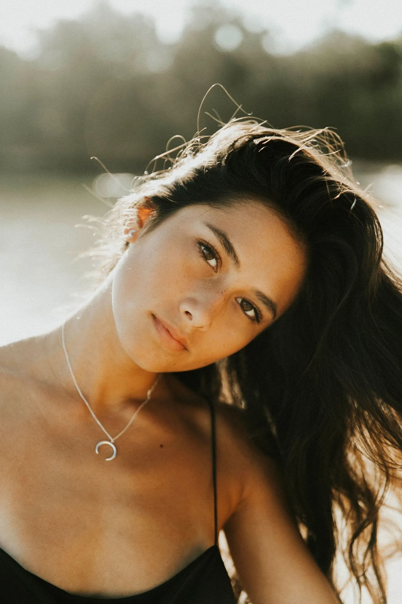 Cassie Silver Crescent Moon Necklace