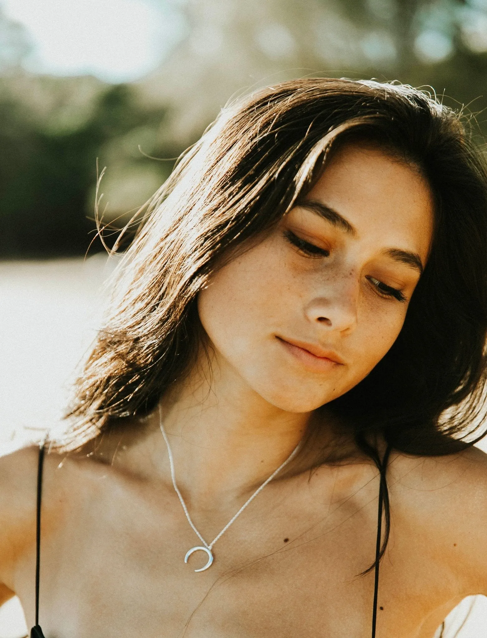 Cassie Silver Crescent Moon Necklace