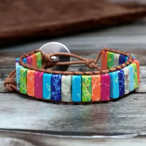 Chakra Handmade Tube Beads Bracelet