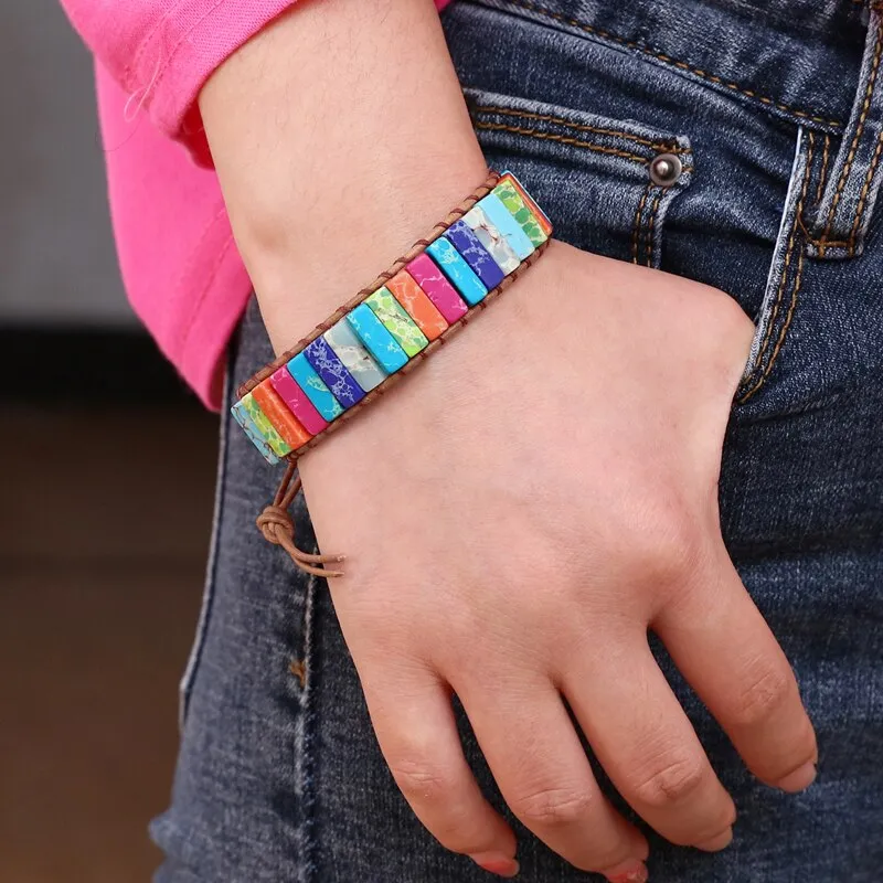 Chakra Handmade Tube Beads Bracelet