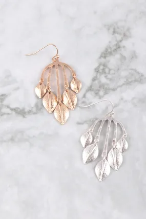 CHANDELIER LEAF DANGLE HOOK EARRINGS