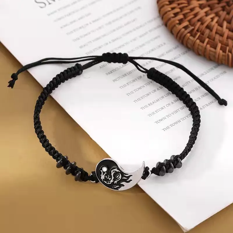 Chinese Style Retro Hand rope Tai Chi Double Dragon Bracelet