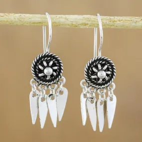 Circular Sterling Silver Chandelier Earrings from Thailand - La Na Wheels | NOVICA