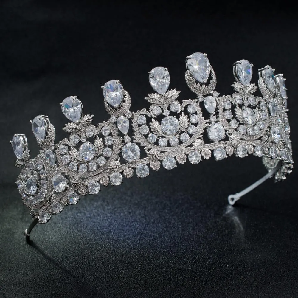 Classic Cubic Zirconia Big Royal Wedding Bridal Tiara Crown HG1162