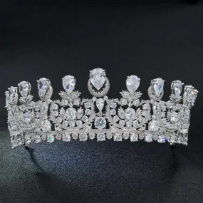 Classic Cubic Zirconia Big Royal Wedding Bridal Tiara Crown HG1162