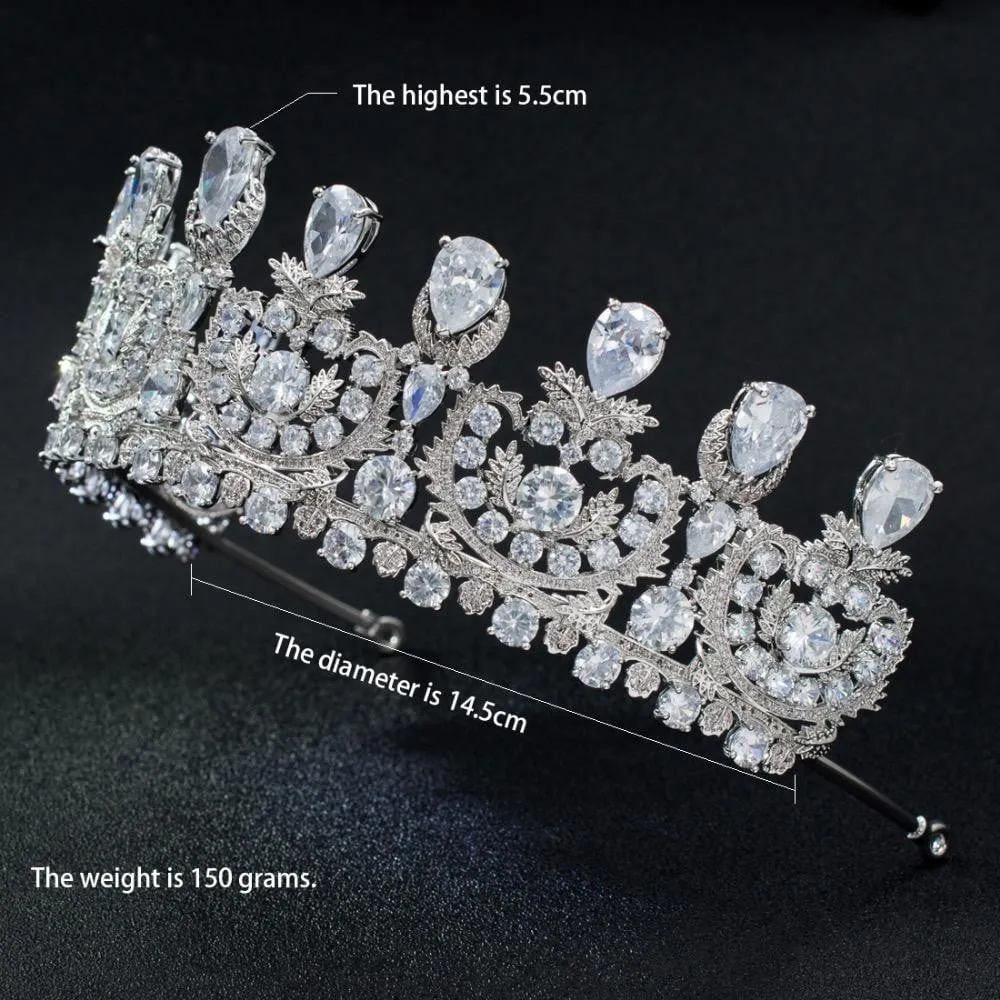 Classic Cubic Zirconia Big Royal Wedding Bridal Tiara Crown HG1162