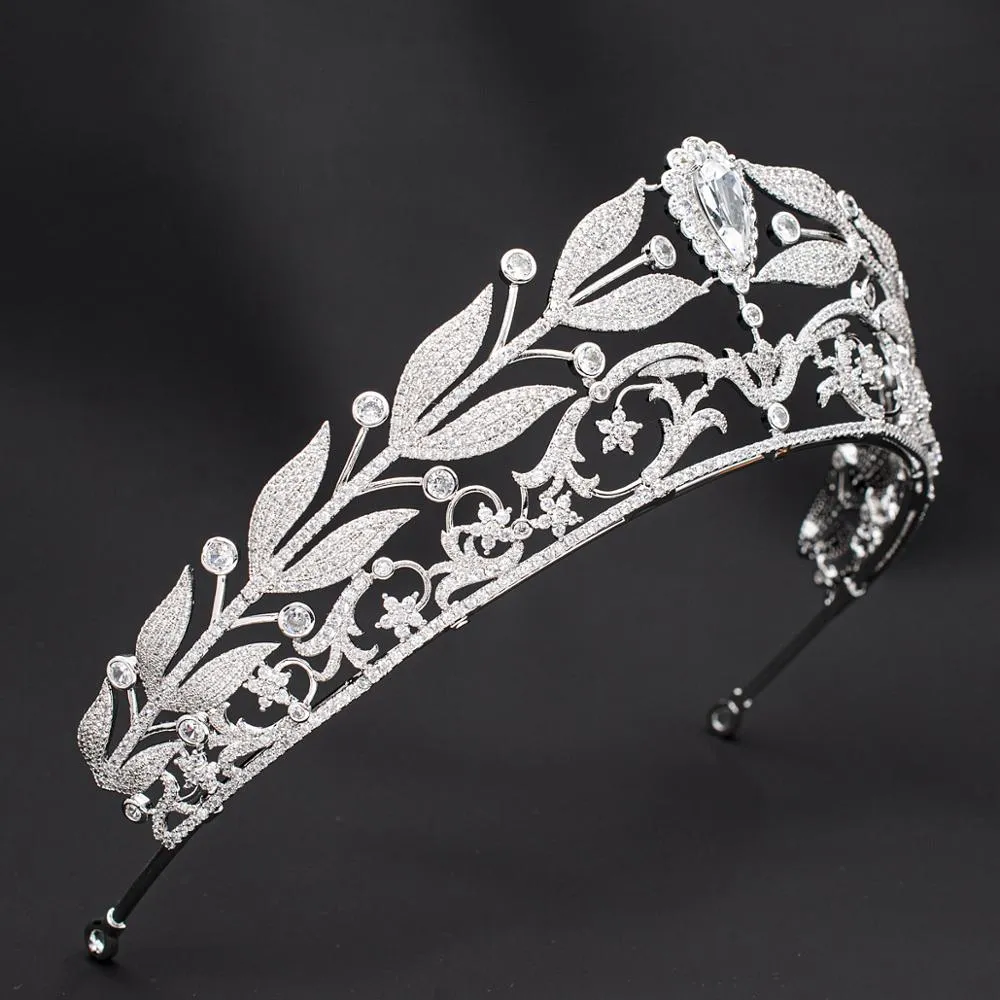 Classic Cubic Zirconia Wedding Tiara Crown,Crystal Royal Tiaras for Bide CH10341