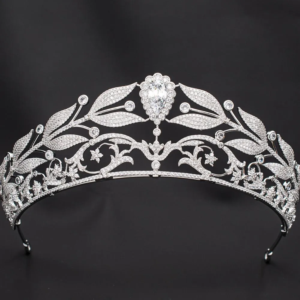 Classic Cubic Zirconia Wedding Tiara Crown,Crystal Royal Tiaras for Bide CH10341