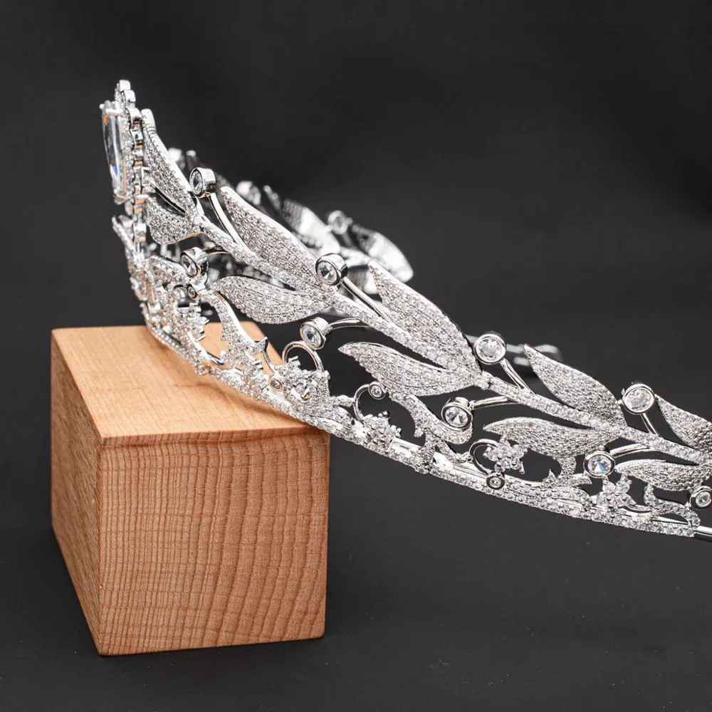 Classic Cubic Zirconia Wedding Tiara Crown,Crystal Royal Tiaras for Bide CH10341