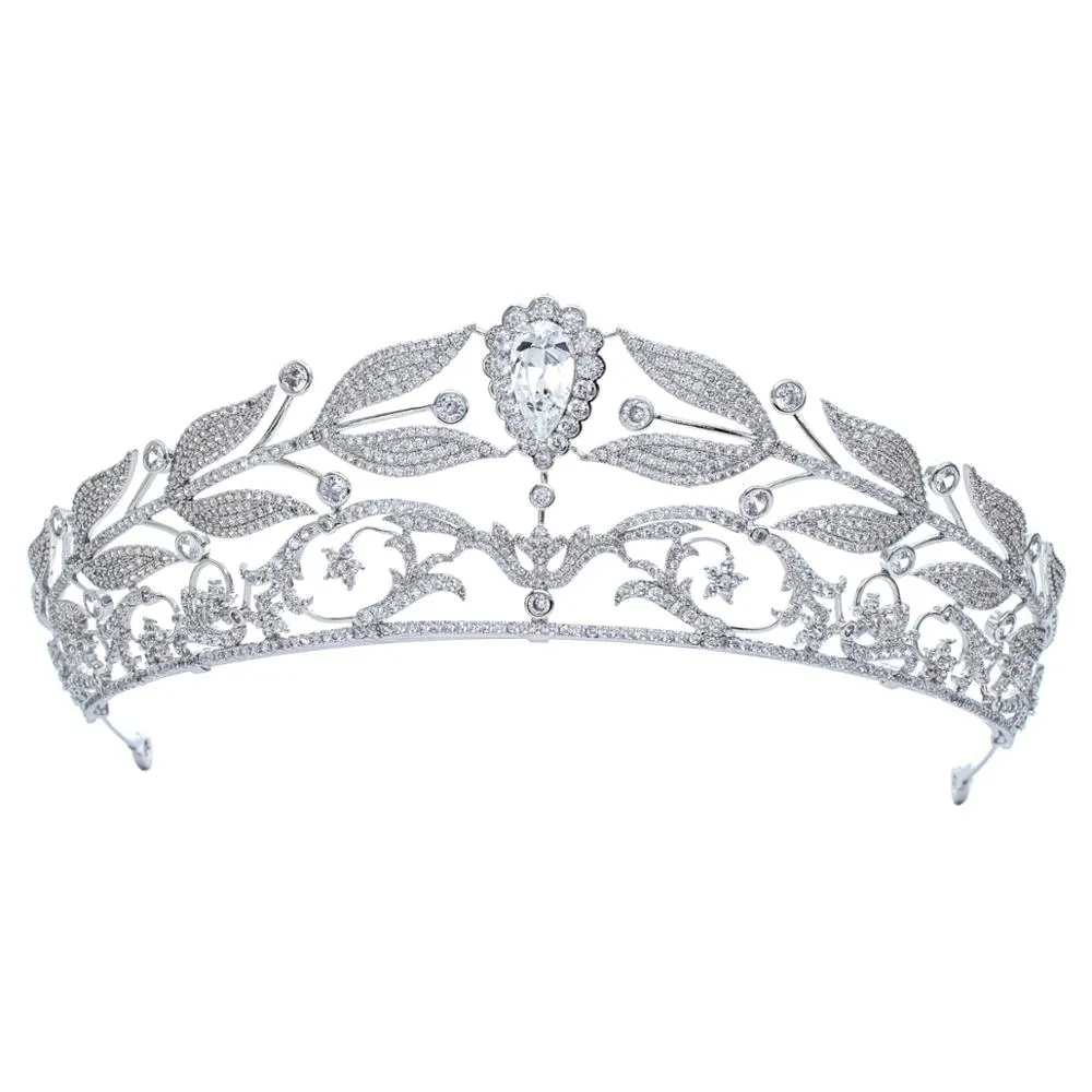 Classic Cubic Zirconia Wedding Tiara Crown,Crystal Royal Tiaras for Bide CH10341
