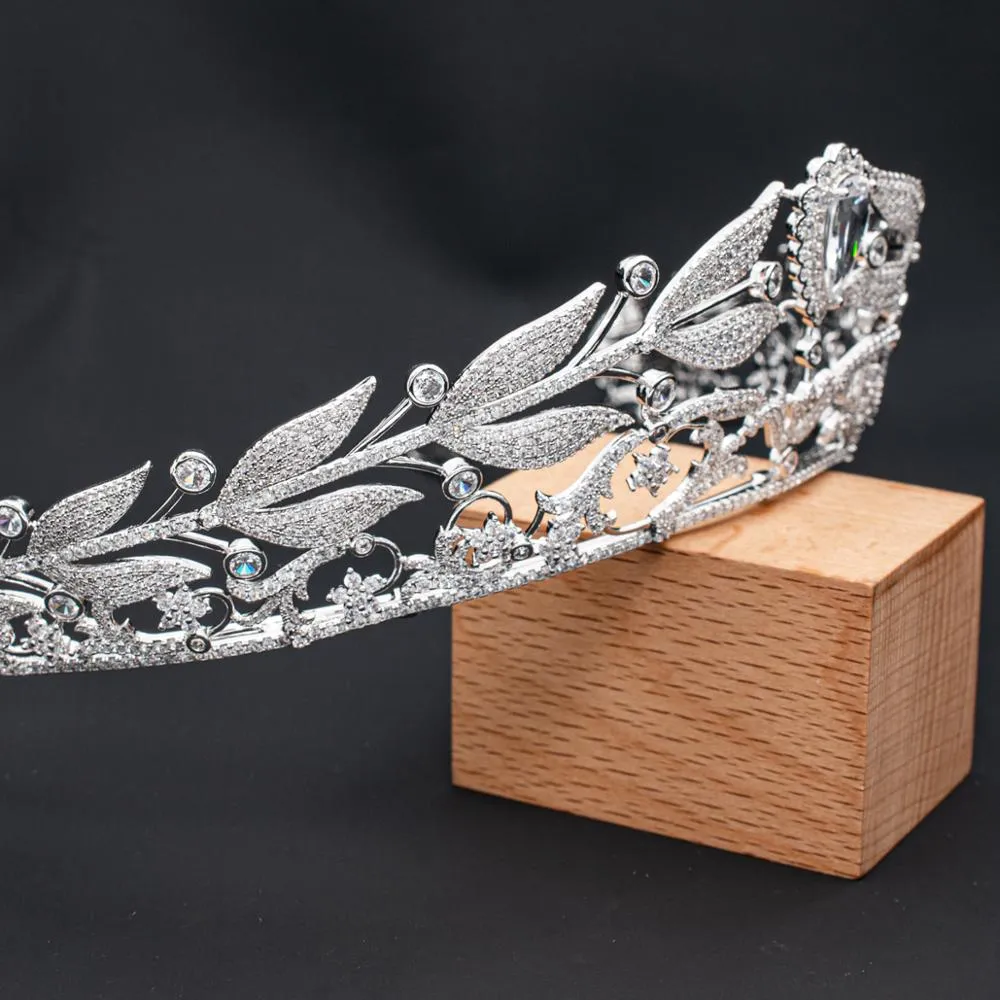 Classic Cubic Zirconia Wedding Tiara Crown,Crystal Royal Tiaras for Bide CH10341