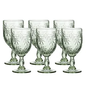 Colored Glass Goblet Vintage - Pressed Pattern Wine Glass Wedding Goblet - 9.4 Ounce Set