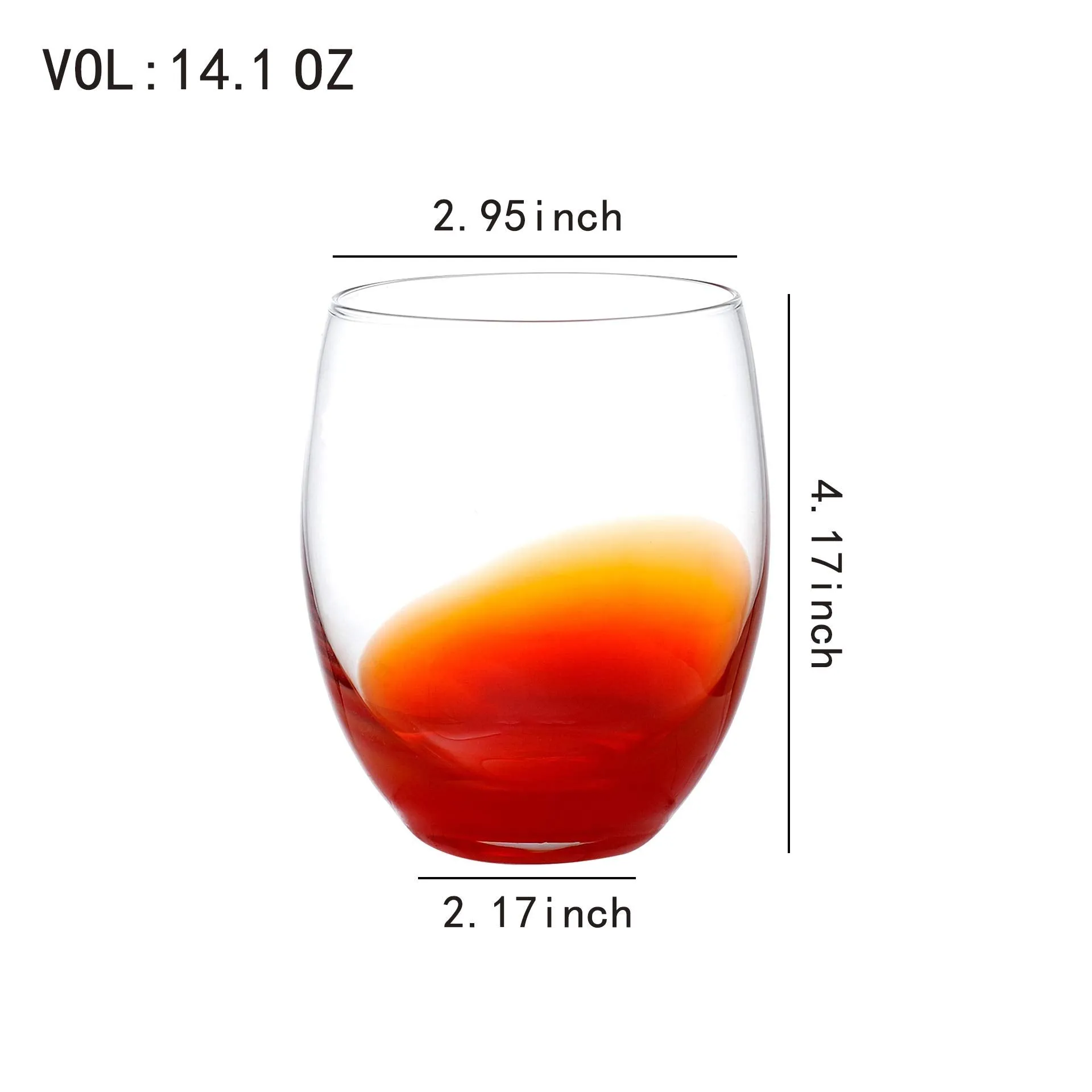 Colored Water Glasses Hand Made Glass Tumblers Set,14 OZ of 4 Colors