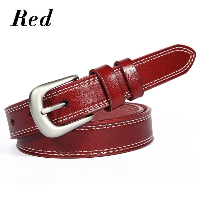 Cow Genuine Leather Pin Buckle Belt