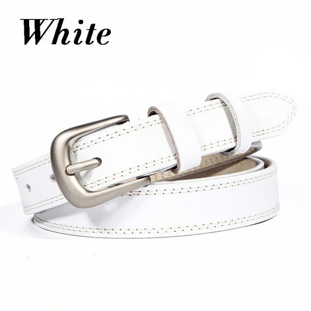 Cow Genuine Leather Pin Buckle Belt