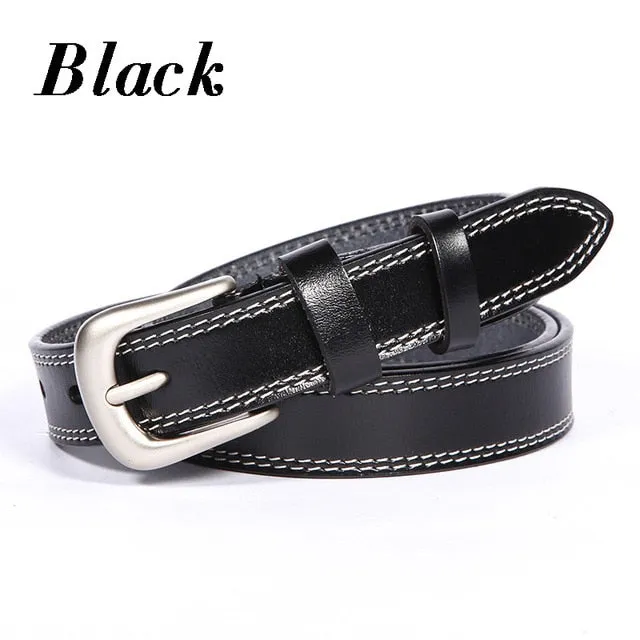 Cow Genuine Leather Pin Buckle Belt