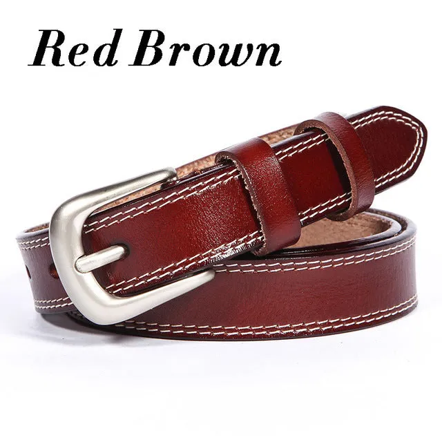 Cow Genuine Leather Pin Buckle Belt