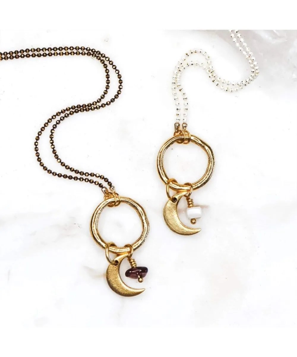 Crescent Moon Necklace Pearl