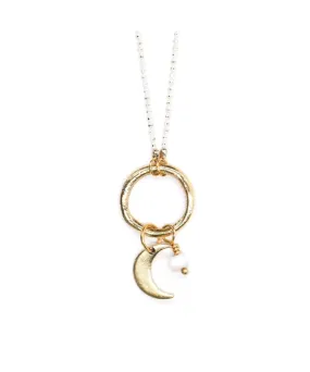 Crescent Moon Necklace Pearl