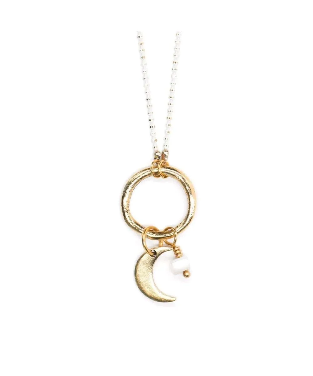 Crescent Moon Necklace Pearl
