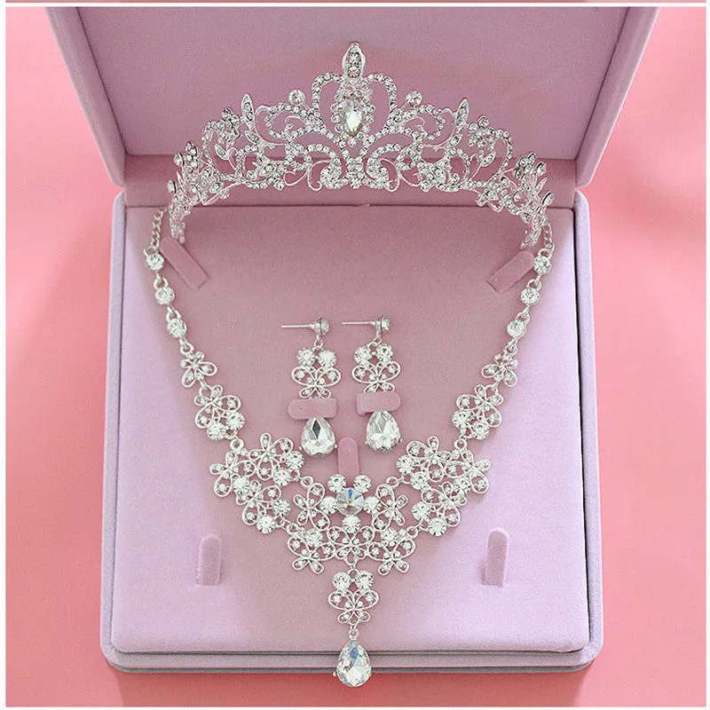 Crystal Bridal Jewelry Sets Tiara Crown Earring Necklace