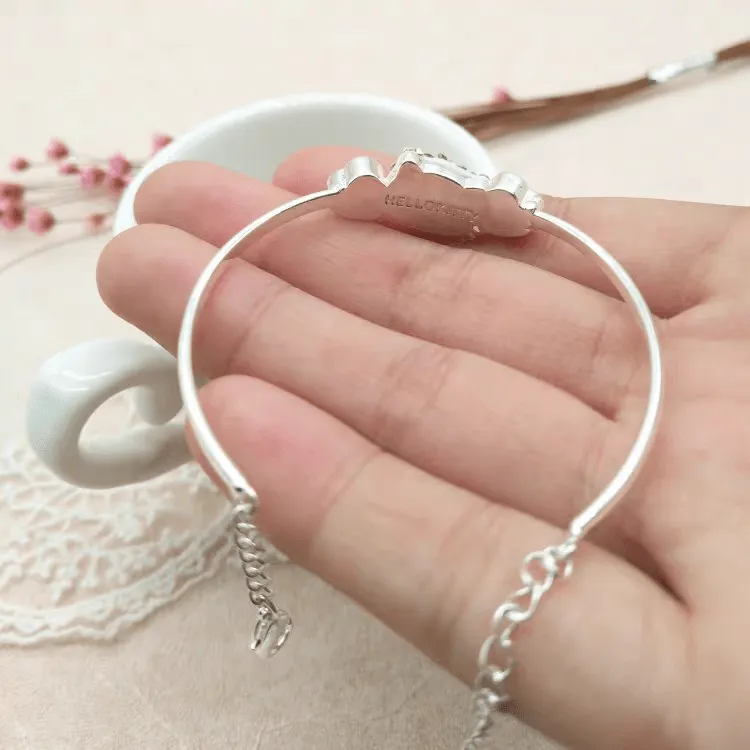 Crystal Kitty Bangle Sliver Bracelet