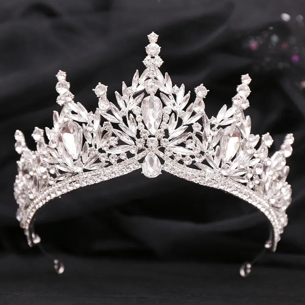 Crystal Leaves Bridal Tiara Crowns Rhinestone Hair Accessories