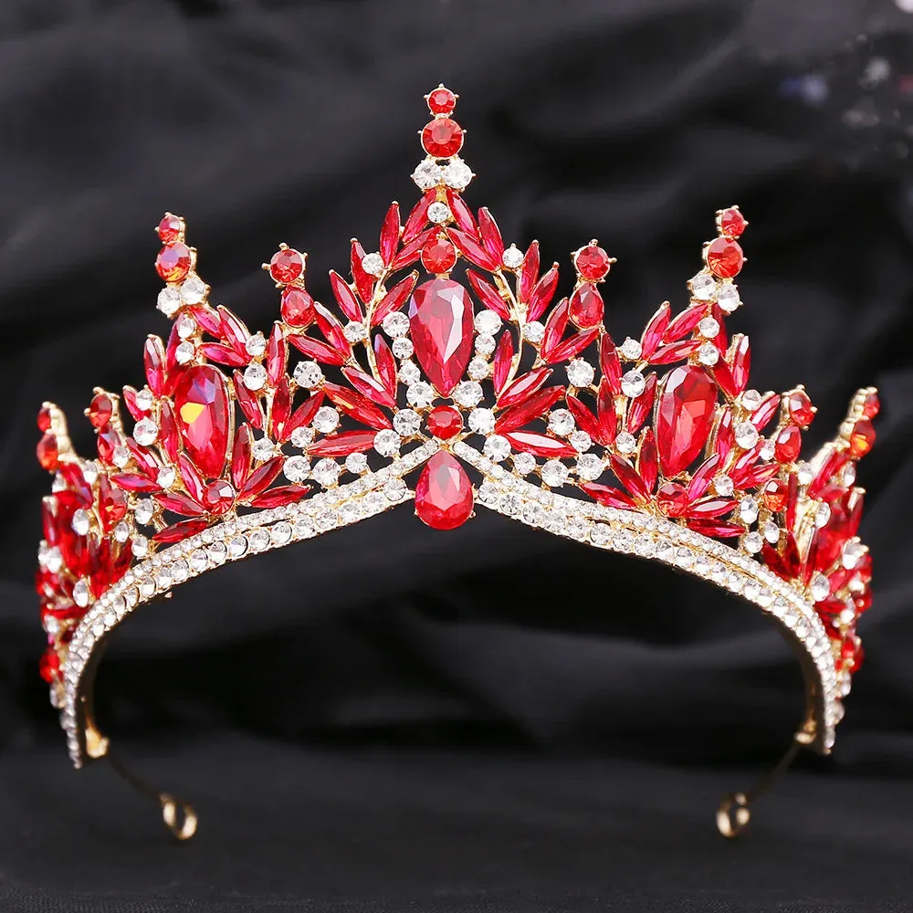Crystal Leaves Bridal Tiara Crowns Rhinestone Hair Accessories