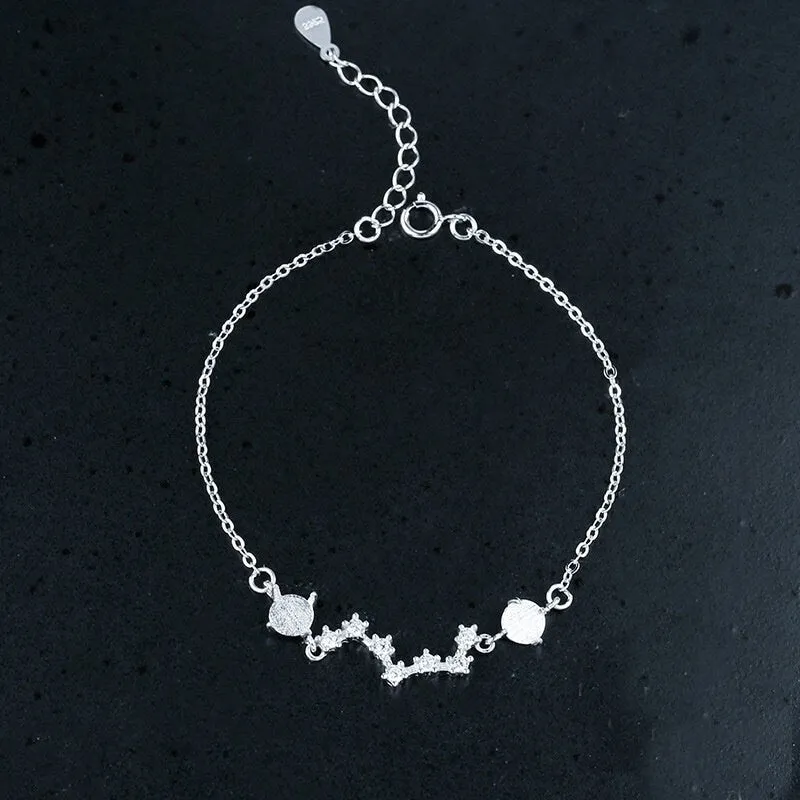 Crystals Chain Plate Bracelet Setting Tray Bulk Sterling Silver Fine 925 5x5mm For Two Stones Four Prongs Adjustable DIY Jewelry Wholesale