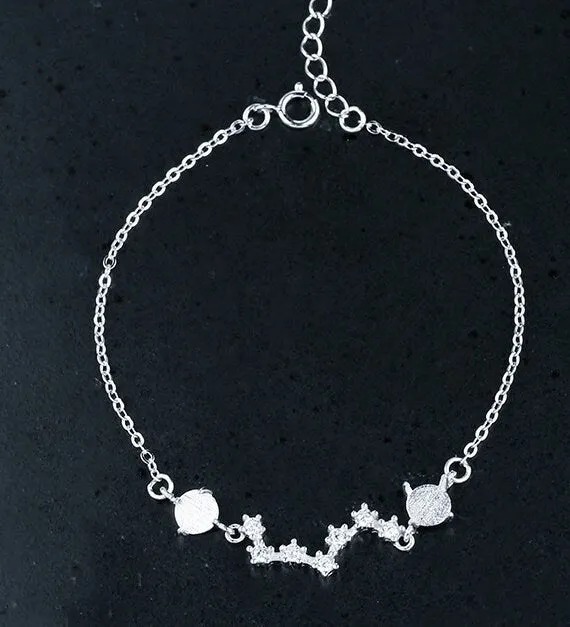 Crystals Chain Plate Bracelet Setting Tray Bulk Sterling Silver Fine 925 5x5mm For Two Stones Four Prongs Adjustable DIY Jewelry Wholesale
