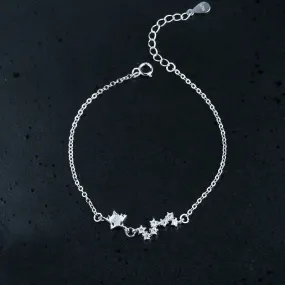 Crystals Chain Star Bracelet Setting Tray Bulk Sterling Silver Fine 925 4x4mm For One Stone Five Prongs Adjustable DIY Jewelry Wholesale