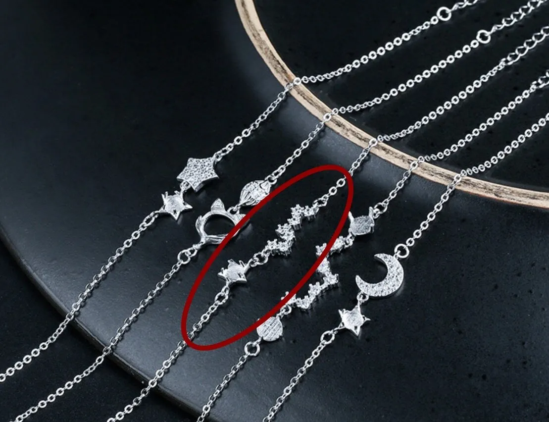 Crystals Chain Star Bracelet Setting Tray Bulk Sterling Silver Fine 925 4x4mm For One Stone Five Prongs Adjustable DIY Jewelry Wholesale