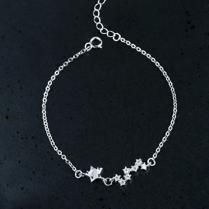Crystals Chain Star Bracelet Setting Tray Bulk Sterling Silver Fine 925 4x4mm For One Stone Five Prongs Adjustable DIY Jewelry Wholesale