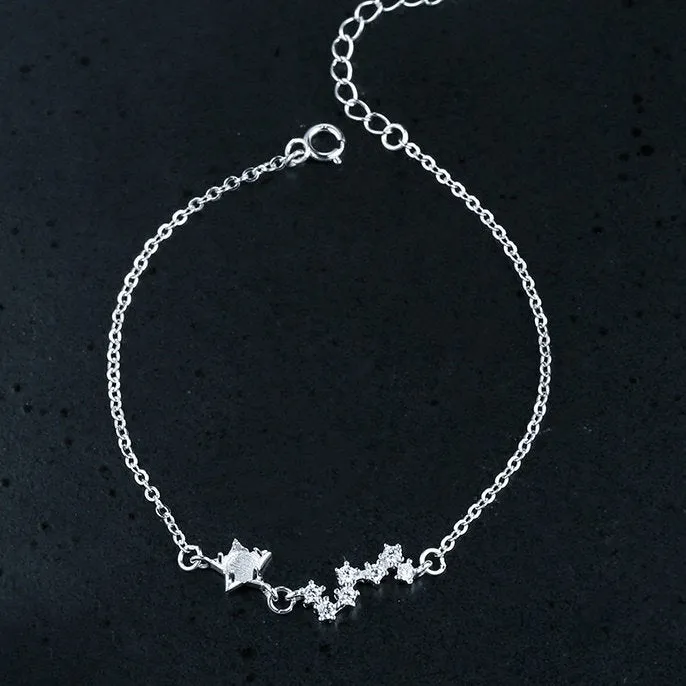 Crystals Chain Star Bracelet Setting Tray Bulk Sterling Silver Fine 925 4x4mm For One Stone Five Prongs Adjustable DIY Jewelry Wholesale