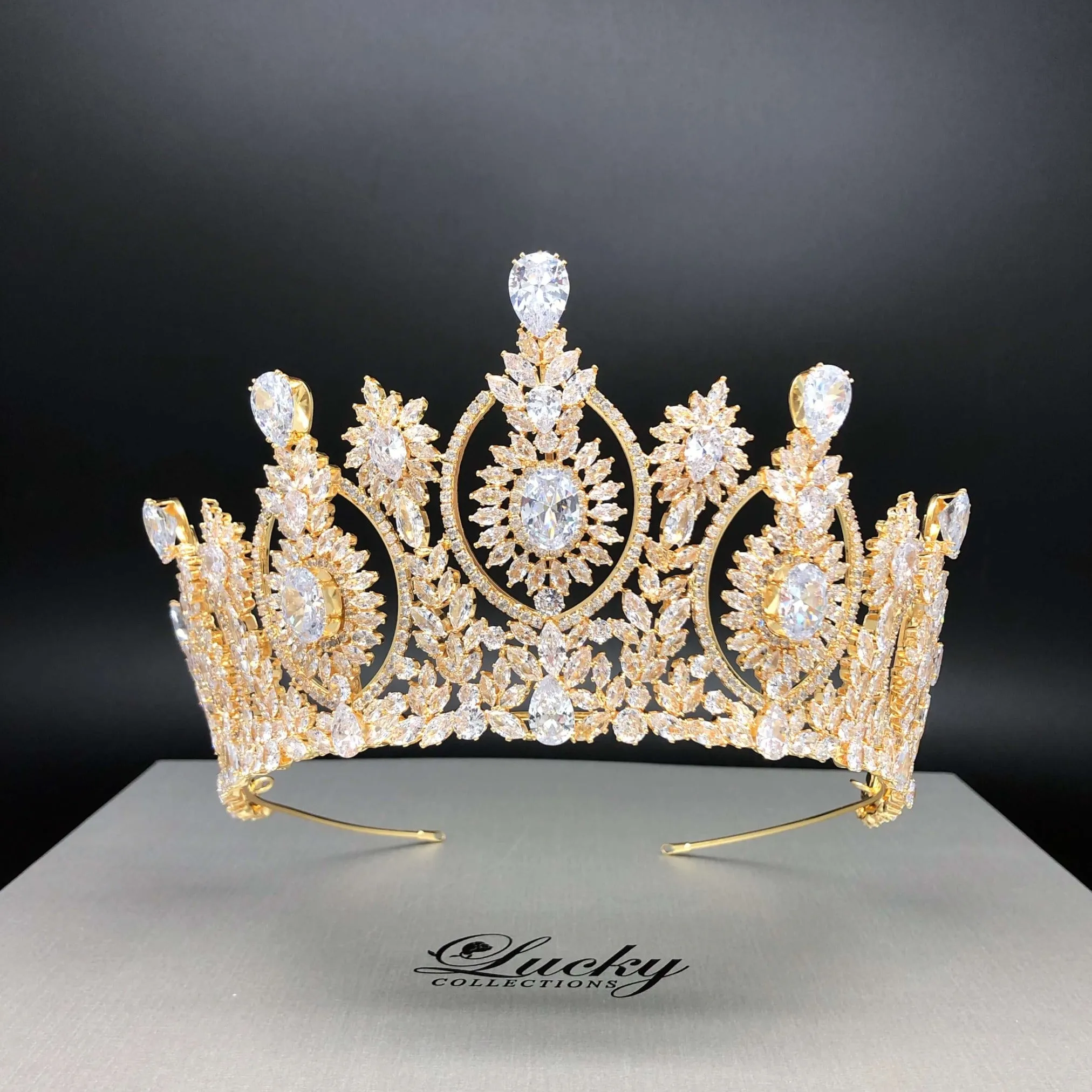 Cubic Zirconia Bridal Tall Tiara, Quinceanera corona, Quince Crown