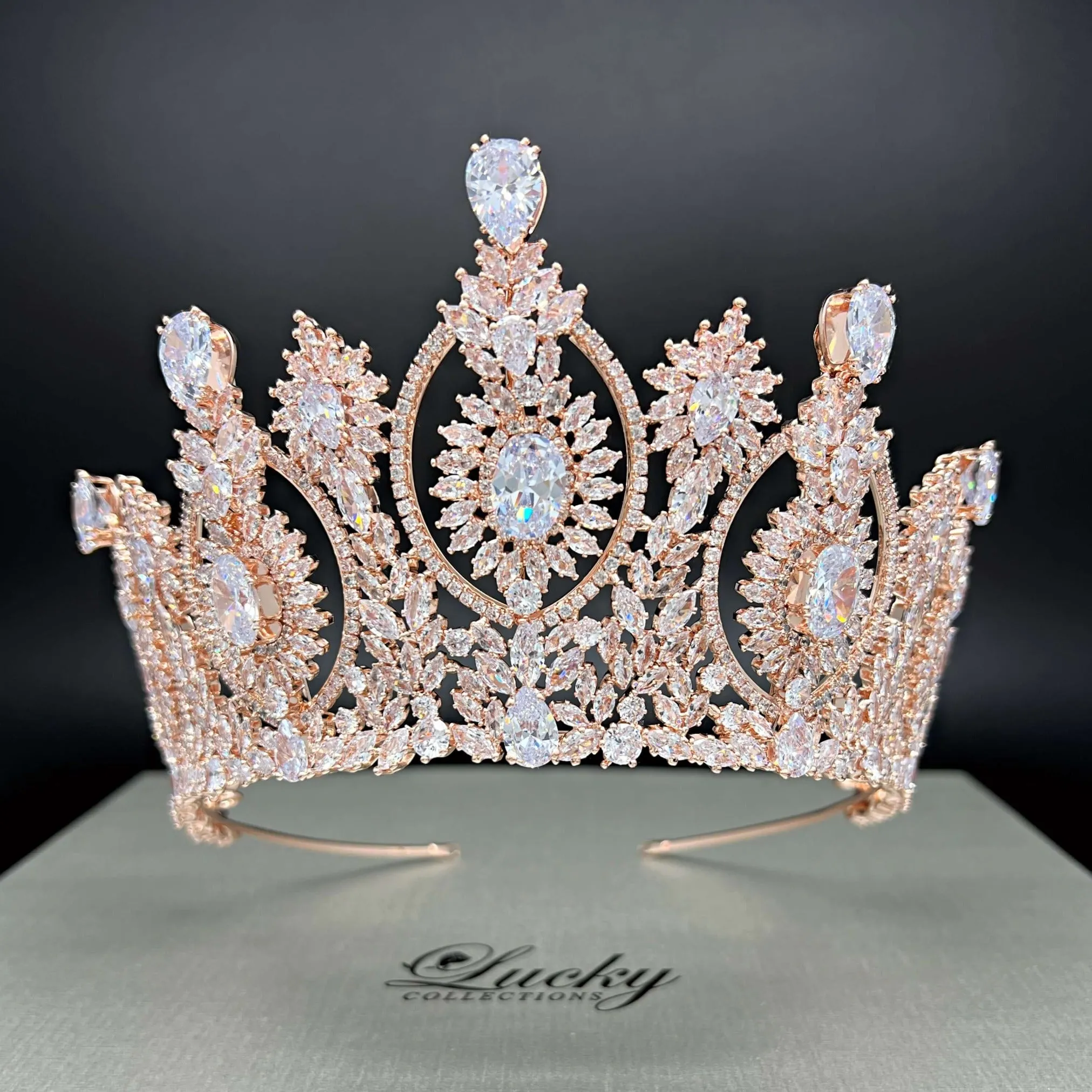 Cubic Zirconia Bridal Tall Tiara, Quinceanera corona, Quince Crown