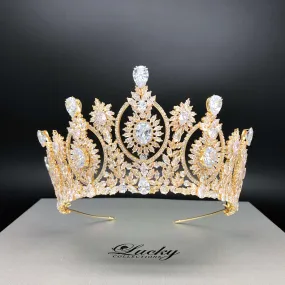 Cubic Zirconia Bridal Tall Tiara, Quinceanera corona, Quince Crown
