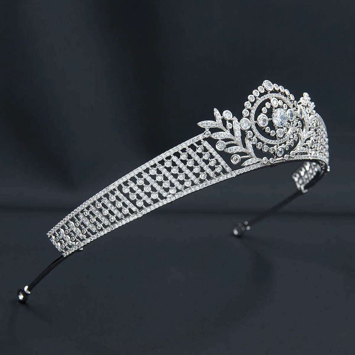 Cubic Zirconia Leaves Royal Tiara Wedding,Crystal Tiaras for Bride Party Jewelry H10357