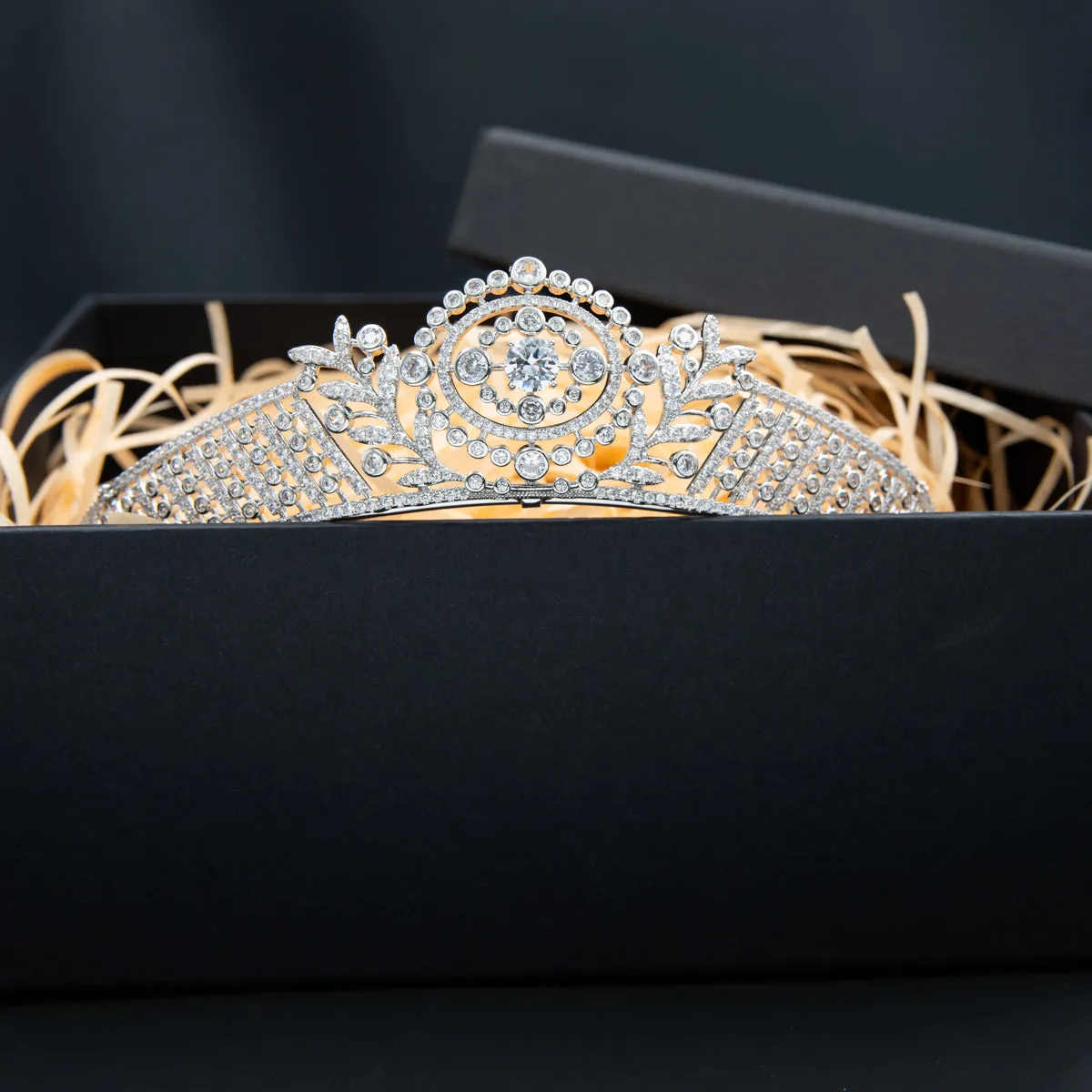 Cubic Zirconia Leaves Royal Tiara Wedding,Crystal Tiaras for Bride Party Jewelry H10357