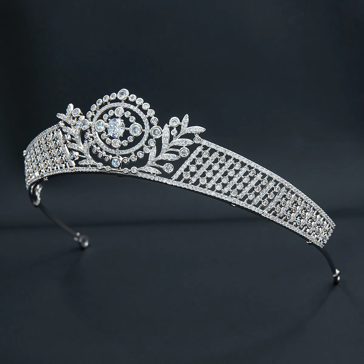 Cubic Zirconia Leaves Royal Tiara Wedding,Crystal Tiaras for Bride Party Jewelry H10357