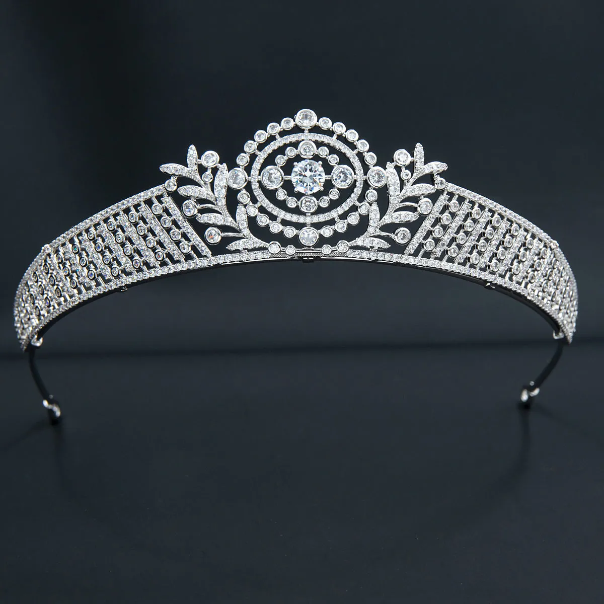 Cubic Zirconia Leaves Royal Tiara Wedding,Crystal Tiaras for Bride Party Jewelry H10357