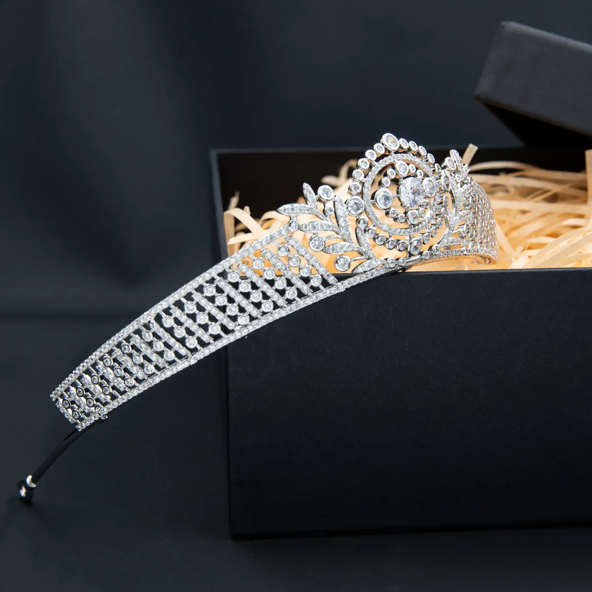 Cubic Zirconia Leaves Royal Tiara Wedding,Crystal Tiaras for Bride Party Jewelry H10357